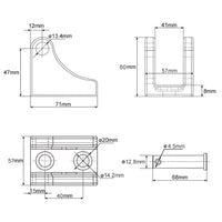 Linearantrieb Halterung H für 8000N / 12000N Elektrozylinder (Modell 0043151)