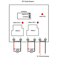 1000M 2 Kanäle Drahtloses Sender-Empfänger-System zur Steuerung von DC 6V/9V/12V/24V-Stromversorgungsgeräten (Modell 0020514)