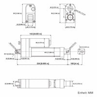 Wasserdichter Linearantrieb IP67 / Leiser Elektrozylinder 100mm Hub (Modell 0041934)