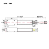 30MM 12V 188N Mikro Elektrischer Linearantrieb Mini Elektrozylinder H (Modell 0041644)