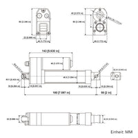 Wasserdichter Linearantrieb IP67 / Leiser Elektrozylinder 50mm Hub (Modell 0041933)
