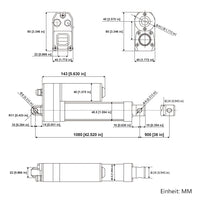 Wasserdichter Linearantrieb IP67 / Leiser Elektrozylinder 900mm Hub (Modell 0041946)