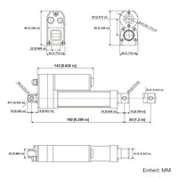 Wasserdichter Linearantrieb IP67 / Leiser Elektrozylinder 30mm Hub (Modell 0041932)