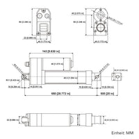 Wasserdichter Linearantrieb IP67 / Leiser Elektrozylinder 500mm Hub (Modell 0041942)