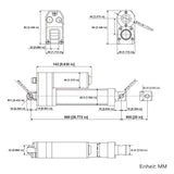 Wasserdichter Linearantrieb IP67 / Leiser Elektrozylinder 500mm Hub (Modell 0041942)