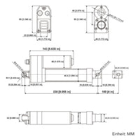 Wasserdichter Linearantrieb IP67 / Leiser Elektrozylinder 100mm Hub (Modell 0041934)