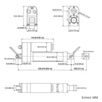 Wasserdichter Linearantrieb IP67 / Leiser Elektrozylinder 300mm Hub (Modell 0041938)
