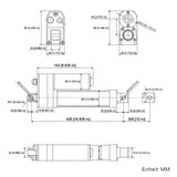 Wasserdichter Linearantrieb IP67 / Leiser Elektrozylinder 300mm Hub (Modell 0041938)