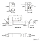 Wasserdichter Linearantrieb IP67 / Leiser Elektrozylinder 400mm Hub (Modell 0041940)