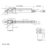 700MM 12V 24V 6000N Elektrischer Linearantrieb Elektrozylinder (Modell 0041520)