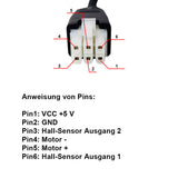 5 M Verlängerung Netzkabel für elektrische Linearantriebe Typ A, B oder J mit Hall Effekt Sensor (Modell 0043047)