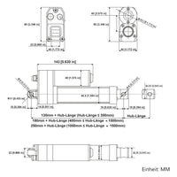 Vier 3500N Wasserdichter Elektrischer Elektrozylinder Linearantrieb Synchronisieren (Modell 0043067)