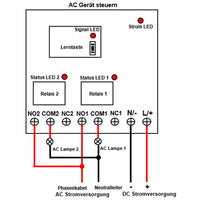 2 Kanäl DC Eingang Funklichtschalter 1000m Reichweite Fernbedienung (Modell 0020200)