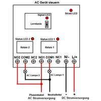 2 Kanäl DC Eingang Funklichtschalter 1000m Reichweite Fernbedienung (Modell 0020200)