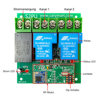 230V Funkempfänger 433 Mhz mit 2-Kanal 30A Hohe Leistung Relais und 5000m Reichweite