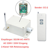 2-Kanal 10A 230V Funkschalter mit Potentialfreiem Kontakt-5000m Reichweite