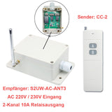 2-Kanal 10A 230V Funkschalter mit Potentialfreiem Kontakt-5000m Reichweite