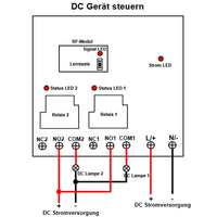 Große Reichweite Drahtloses 30A Funk Sender Empfänger Set mit 2 Potentialfreien Kontaktausgängen (Modell 0020336)