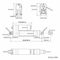 Wasserdichter Linearantrieb IP67 / Leiser Elektrozylinder 30mm Hub (Modell 0041932)