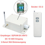 2-Kanal 30A DC 12V Funkschalter mit große Reichweite | Relais Potentialfreier Ausgang