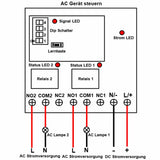 DC 2 Kanal 5KM Funkschalter Hohe Reichweite Relais Potentialfreier Ausgang (Modell 0020687)