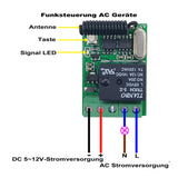 DC 5-12V Drahtlose Fernbedienung Klein Empfänger mit 5A Relaisausgang (Modell 0020646)