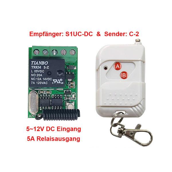 DC 5~12V Mini Drahtlose Fernbedienung mit 5A Relaisausgang