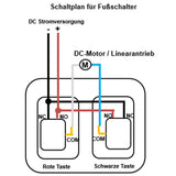 Doppel-Fußpedalschalter mit Momentan modus für DC Motor und Linearantrieb (Modell 0044107)