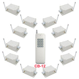 Eine-Steuerung-Zwölf drahtlose AC 110V 220V RF-Relaisschalter mit 1 12Kanal Sender und 12 Einkanal Empfängern (Modell 0020362)