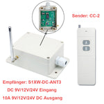 1-Kanal 10A DC Ausgang Funkrelais 12V/24V mit Fernbedienung 5000M Reichweite für DC-Geräte
