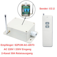 2-Kanal 30A 230V Potentialfreier Fern Funkschalter mit 5000m Reichweite und Rückmeldung