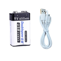 6F22 Typ 9V 650mAh USB Wiederaufladbare Lithiumbatterie (Modell 0010201)