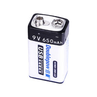 6F22 Typ 9V 650mAh USB Wiederaufladbare Lithiumbatterie (Modell 0010201)