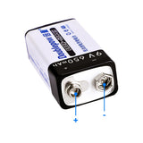 6F22 Typ 9V 650mAh USB Wiederaufladbare Lithiumbatterie (Modell 0010201)