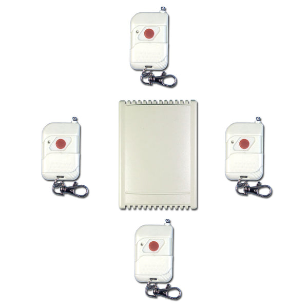 Vier Fernbedienungen, ein 4 Kanäle Empfänger, Kabelloser RC-Schalter (Modell 0020292)