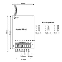 3000M 400mW Funk Universalfernbedienung / Funk Sendermodul: TB-05 (Modell 0021038)