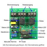 Eine-Steuerung-Sechs drahtlosen AC 433MHz-RF-Relaisschaltern mit einem 12 Kanal Sender und Sechs Empfängern (Modell 0020356)