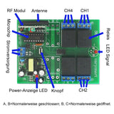 8-Tasten-Sender zur Steuerung von 2 AC-Empfängern mit normalerweise offenem, normalerweise geschlossenem Trockenkontakt (Modell 0020404)