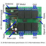 500M AC 110V 220V 6 Wege Funkfernbedienungsschalter mit externer Antenne (Modell 0020452)