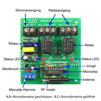 500m eine Fernbedienung für drei Empfänger, AC Funkfernsteuerungssystem mit 6 Potentialfreie Kontakt Relaisausgängen (Modell 0020537)