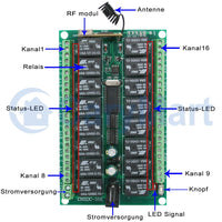 500m 16 Wege Funkfernbedienungsschalter mit normalerweise offenem/normal geschlossenem Trockenkontakt (Modell 0020089)