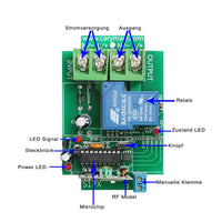 1 Kanal Gleichstrom 12volt Funk-Empfänger 433Mhz Leistung Power Output 30A Hochleistung fern steuerung funkrelais schalt (Modell 0020052)