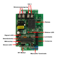 6 Kanal 110V 220V Funk Lichtschalter / Türöffner 10A - 1 Sender & 6 AC Empfänger Funkschalter Funkfernsteuerung wasserdi (Modell 0020458)