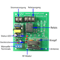 1 Kanal AC230V Funk Schalter Empfänger mit Memory Funktion Funkmodellbau wasserdicht funkschalter anleitung nachrüsten (Modell 0020229)