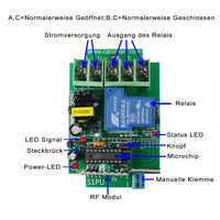 1 Wege Wechselstrom Hochleistungs Funkfernschalter mit großer Reichweite und 30A Potentialfreie Kontakt Trockenkontaktausgang (Modell 0020489)