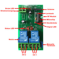 2km Lange Reichweite 30A Hochleistungs-HF-Fernbedienungs Set mit 2 Trockenkontakt-Relais (Modell 0020339)