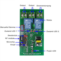 2 Kanal Universal Fernschalter für Hochleistungsgeräte mit AC 220V Eingang / Ausgang (Modell 0020516)