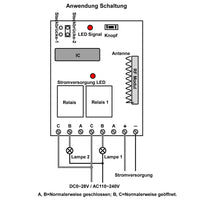 2 Wege Gleichstrom Selbstsichernd drahtloses RF-Fernbedienungssystem für Große Entfernungen mit NO/NC-Trockenkontakt (Modell 0020270)