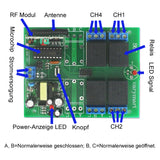 4-Kanal AC230V Funk-Empfänger mit Memory Funktion vierkanal Funksteurung Rleais Modllbau nachrüsten Home-Module (Modell 0020280)