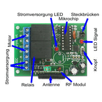 1 Kanal DC9V/12V/24V Funk Umkehr-Motor Controller / Empfänger - Toggle / Momentan / Verklinkte Modus (Modell 0020203)